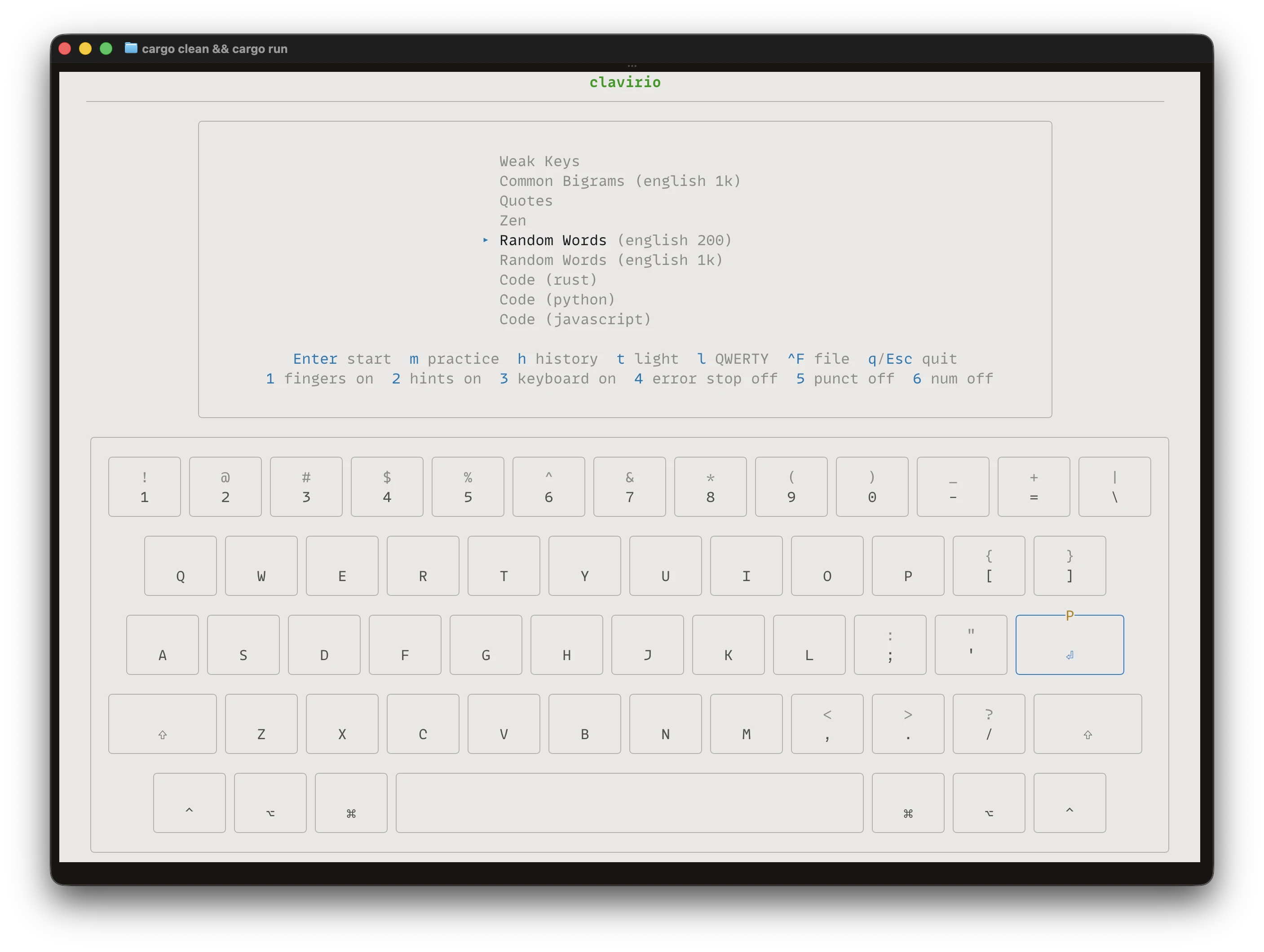 clavirio light theme — lesson menu with virtual keyboard